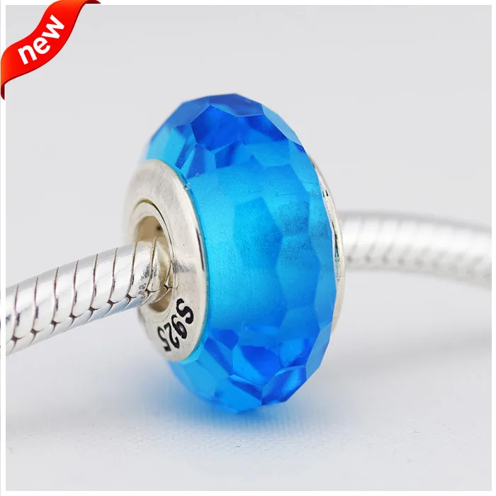 Everbling Fascinating Dark Blue Murano Glass 925 Sterling Silver Bead Fits European Charm Bracelet