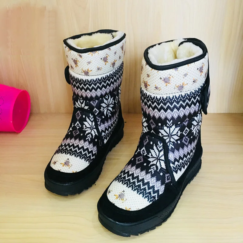 BeckyWalk/женские ботинки; зимняя теплая обувь; женские зимние ботинки с модным принтом; Водонепроницаемая Нескользящая женская обувь; Botas Mujer; WSH3107