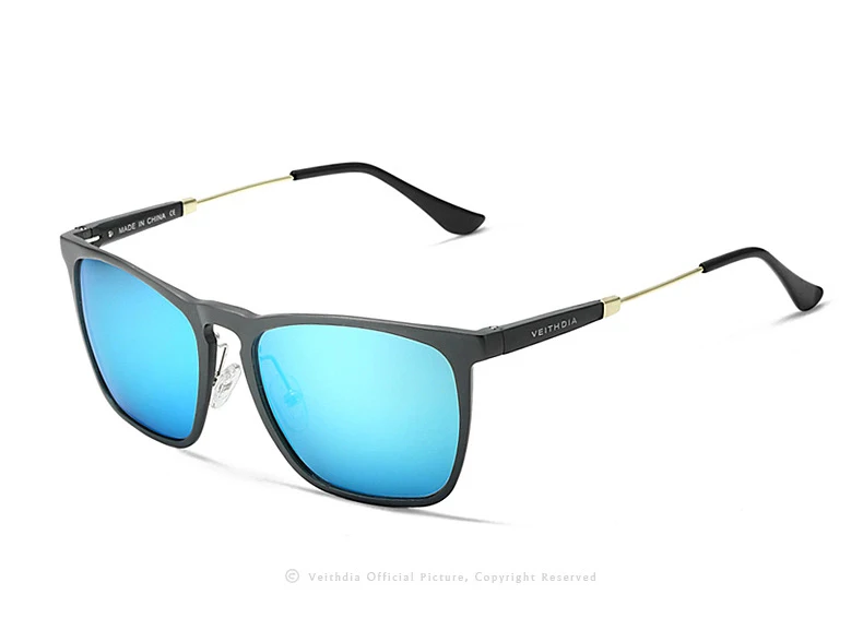 Мужские солнцезащитные ретро-очки VEITHDIA, винтажные квадратные алюминиевые очки с поляризационными синими стеклами, для мужчин и женщин, модель 6368 - Цвет линз: gray blue
