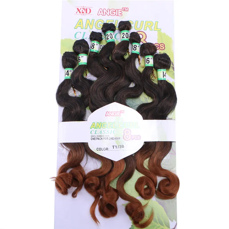 Натуральный черный цвет объемная волна термостойкие синтетические волосы для наращивания 8 шт./компл. для женщин - Цвет: T1B-30