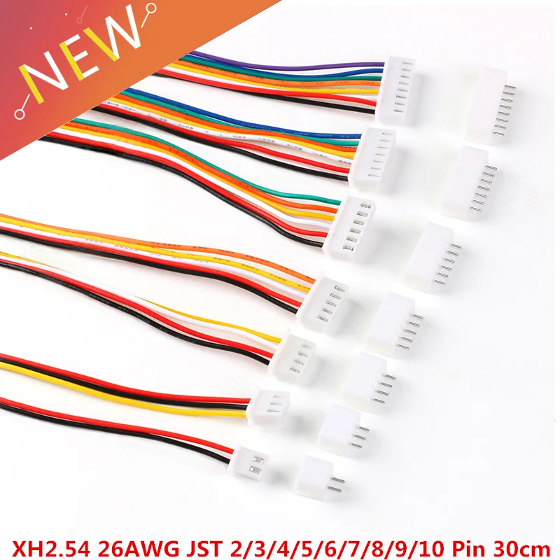 

10Sets JST XH2.54 XH 2.54mm Wire Cable Connector 2/3/4/5/6/7/8/9/10 Pin Pitch Male Female Plug Socket 30cm Wire Length 26AWG