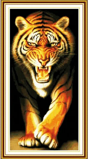 

King of the monsters cross stitch kit animal tiger 14ct 11ct count printed canvas x stitching embroidery DIY handmade needlework