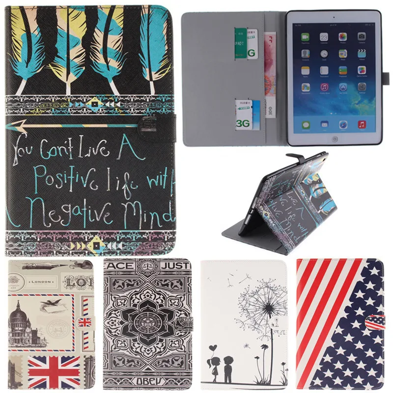 

For IPad Mini4 Cute Cartoon Dandelion Lovers Feather Stand Flip Leather Case sFor Apple IPad Mini 4 Tablet Cover Case Coque