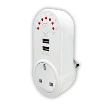 8-hour USB Countdown Timer Switch Socket Dual USB 5V 2.1A Electronic Time Controller 220V 16A