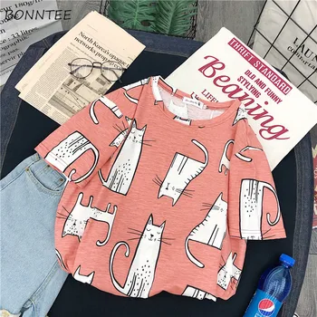 

T-shirts Women Korean Style Students Loose Fashion Leisure All-match Womens Clothing Summer Simple Short Sleeve High Quality New