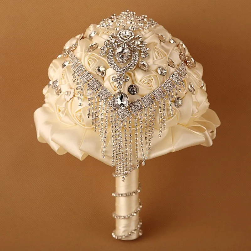 

Wedding Bouquet Bridal Luxurious Crystal Bouquet Artificial Satin Flowers Bridal Accessories