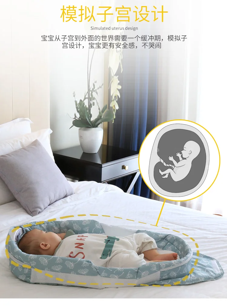 Портативная складная кроватка для новорожденных 0-7 месяцев детская кровать multi-function Складная кроватная сетка Вес 2,1 кг дышащая детская