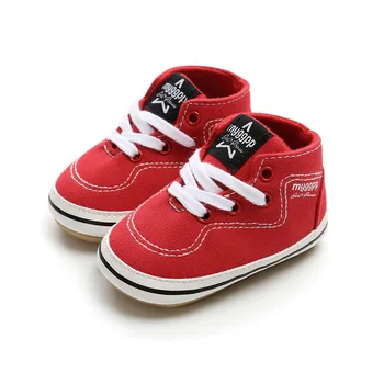 

Red Toddler Shoes 2018 Canvas Boy Girl First Walkers Sneakers Non-slip Infant Footwear Fashion Lace-up Newborn Baby Shoes.CX62B