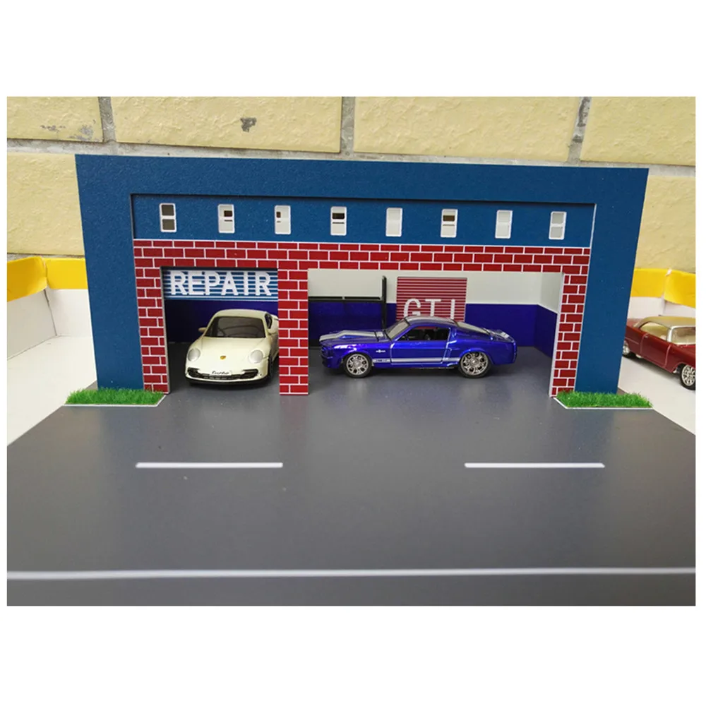 

Car Repair Shop Model with Road 1:64 Scale Outland Building Model Street Scenery Layout
