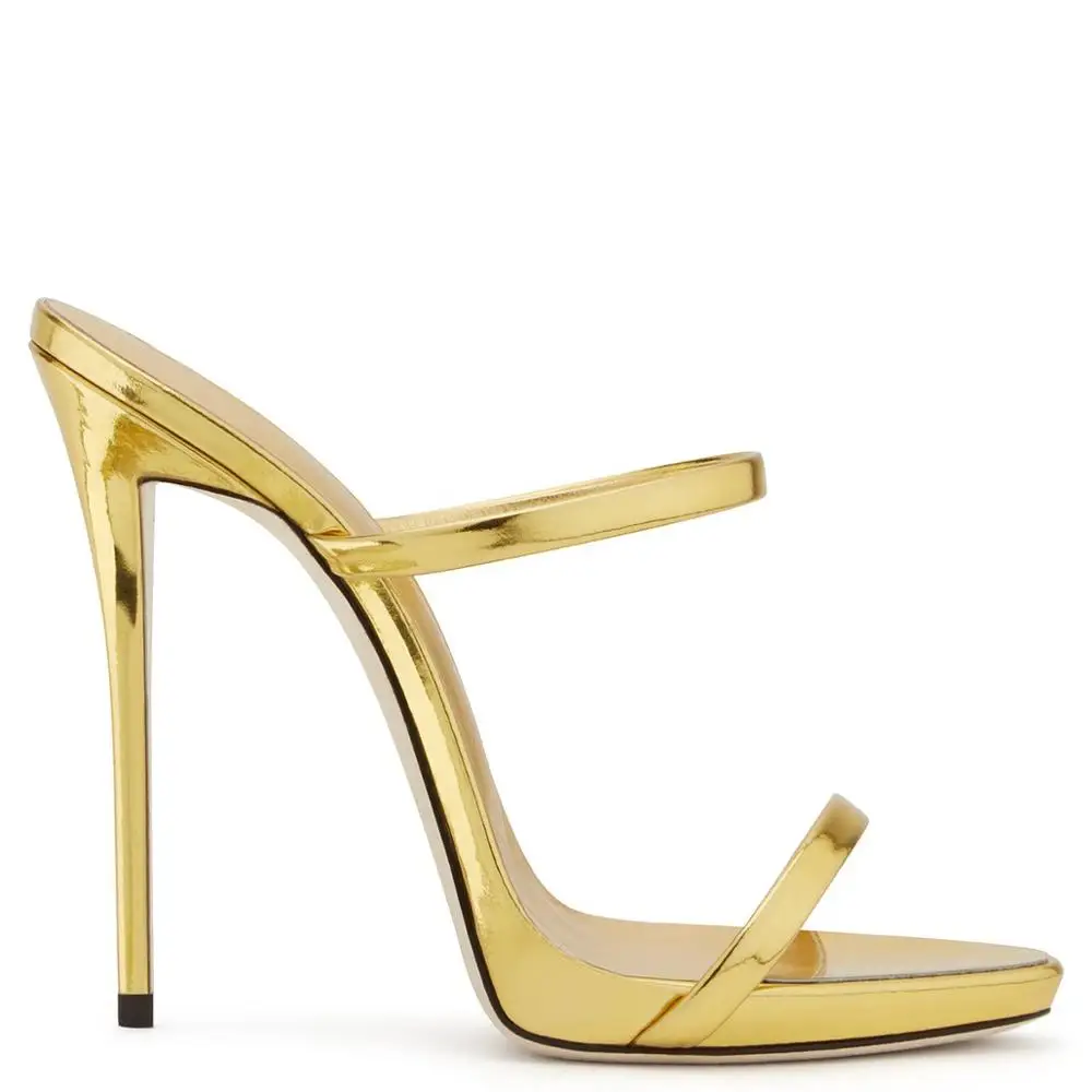 Arden Furtado/Новинка года; Летние босоножки на очень высоком каблуке-шпильке; цвет золотистый, Серебристый; модная женская обувь; шлепанцы; большие размеры - Цвет: gold