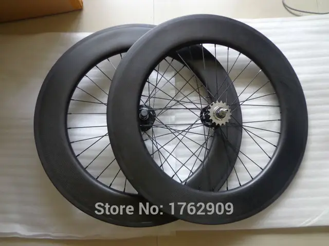 Cheap New 700C 88mm tubular rims track fixed gear bike aero matte 3K full carbon fibre bicycle wheelsets with Fixed Gear hub Free ship