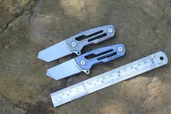 Мини Танто складной карманный Ножи S35VN лезвие Hollowed Титан ручка серый или синий Кемпинг Открытый Ножи EDC инструмент с случае