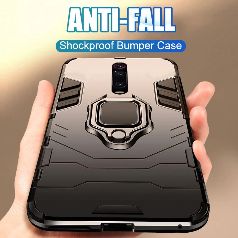 

Luxury Armor Soft Ring Full Case Cover On The For Xiaomi Redmi 7 K20 Pro Note 5 6 7 Pro 5 Plus Shockproof Silicone Phone Case