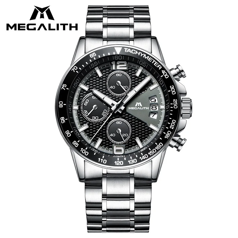 

MEGALITH Watch For Men With Waterproof Chronograph Date Stainless Steel Strap Watch Men Fashion Casual Quartz Wrist Watch Gents
