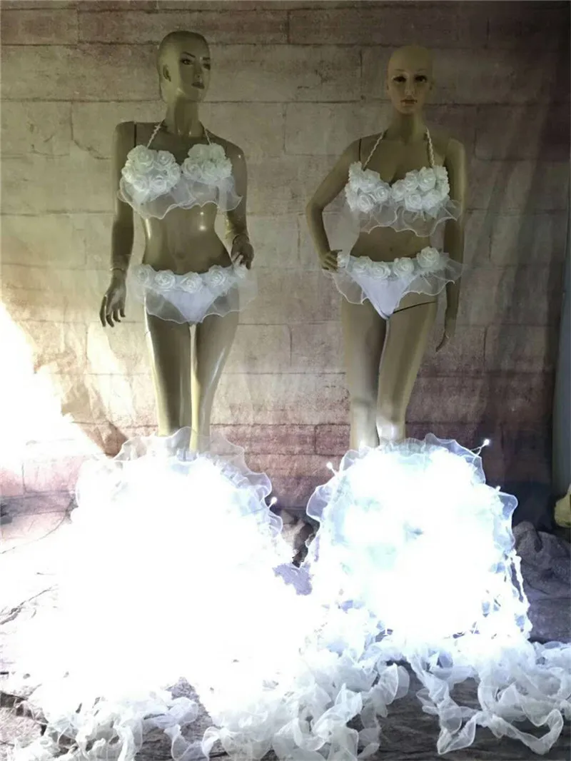 New night shop modern female song dance catwalk show gostage stage adult led jellyfish bikini set6