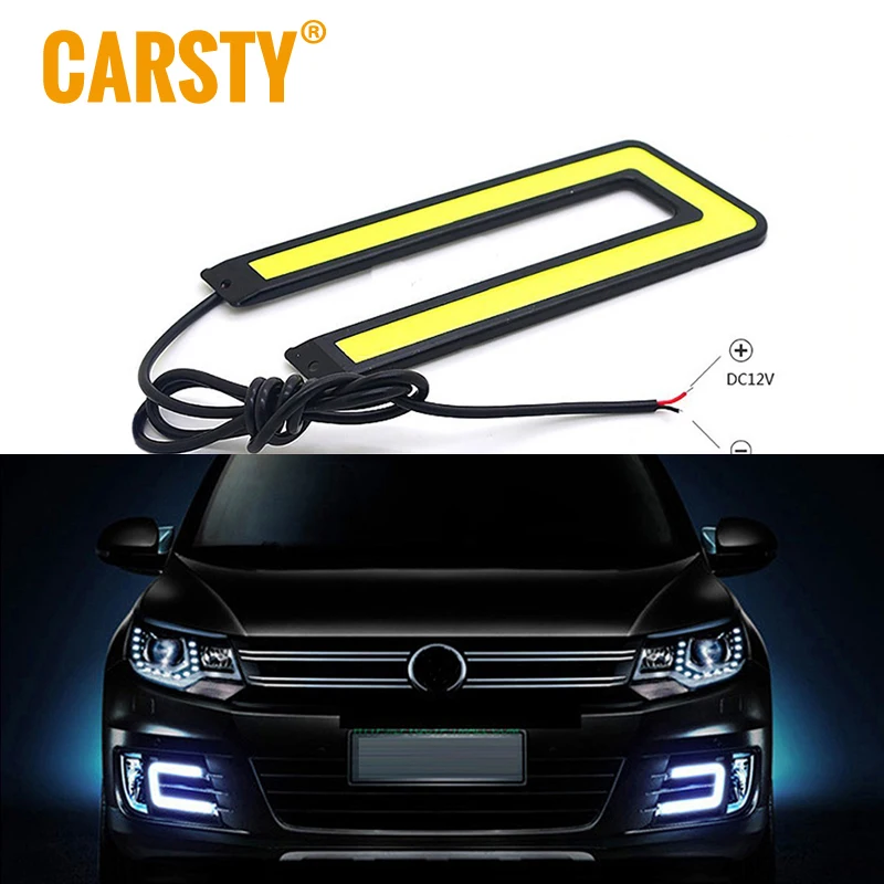 

Carsty 2PCS U-Shape C-Shape 12V Super White COB LED Driving Fog Daytime Running Light DRLCar SUV Truck Waterproof