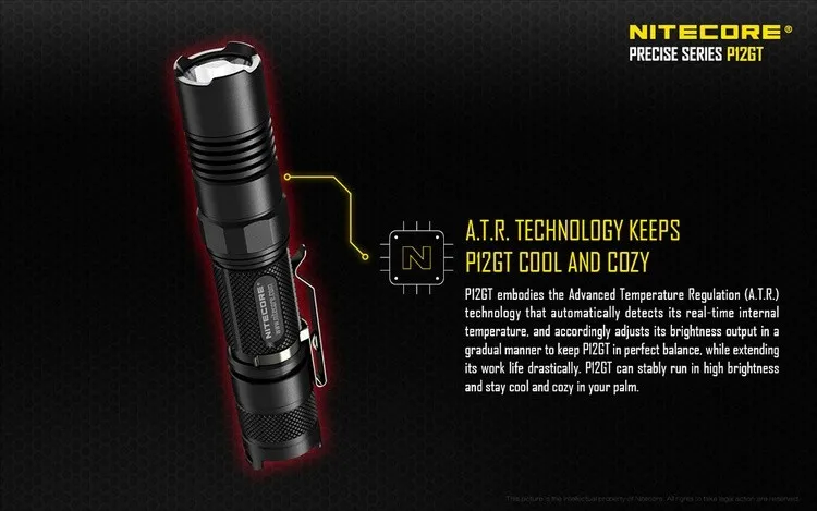 NITECORE 1000 LMs CREE XP-L HI V3 светодиодный P12GT тактический фонарь без 18650 батареи супер яркий фонарь для самозащиты