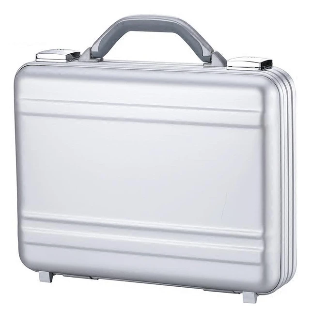 DOITOOL Maletín de aluminio plateado con cerradura, maletín de aluminio  para hombres o mujeres, funda rígida de metal con espuma para equipaje de