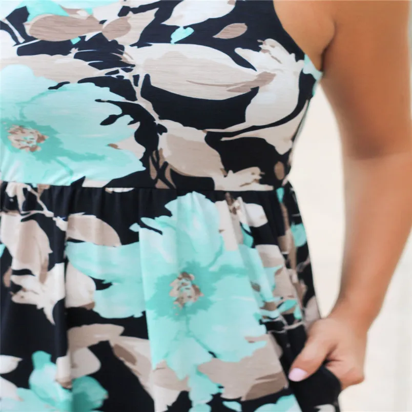 maxi dresses summer for women of sleeveless and floor-length flower printed dress long summer sexy beach dropshipping 40AT207