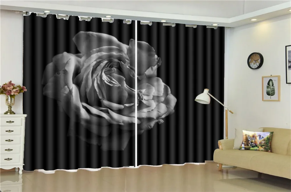 3d занавес, нежные ретро декоративные лепестки роз, крытая гостиная, спальня, кухня, окно, Затемненные занавески