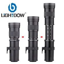 Lightdow 420-800mm f/8.3-16 super telefoto zoom manual lente + t2 adaptador anel para canon eos nikon sony pentax dslr câmeras