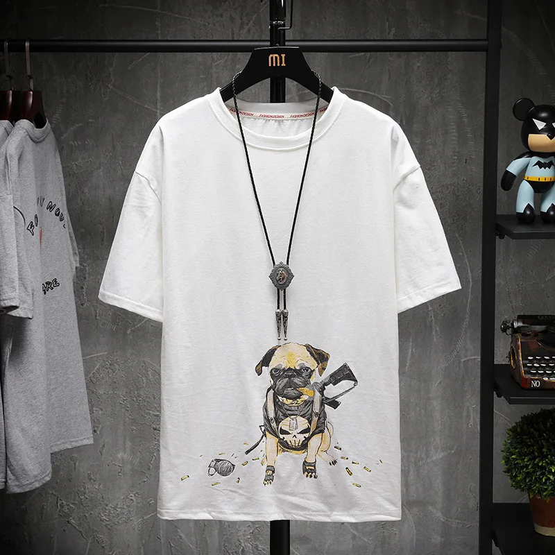 

2019 New Men's T-shirts Fashion Animal Dog Print Hipster Funny t shirt Men Summer Casual street Hip-hop Tee shirt Male Tops 3XL