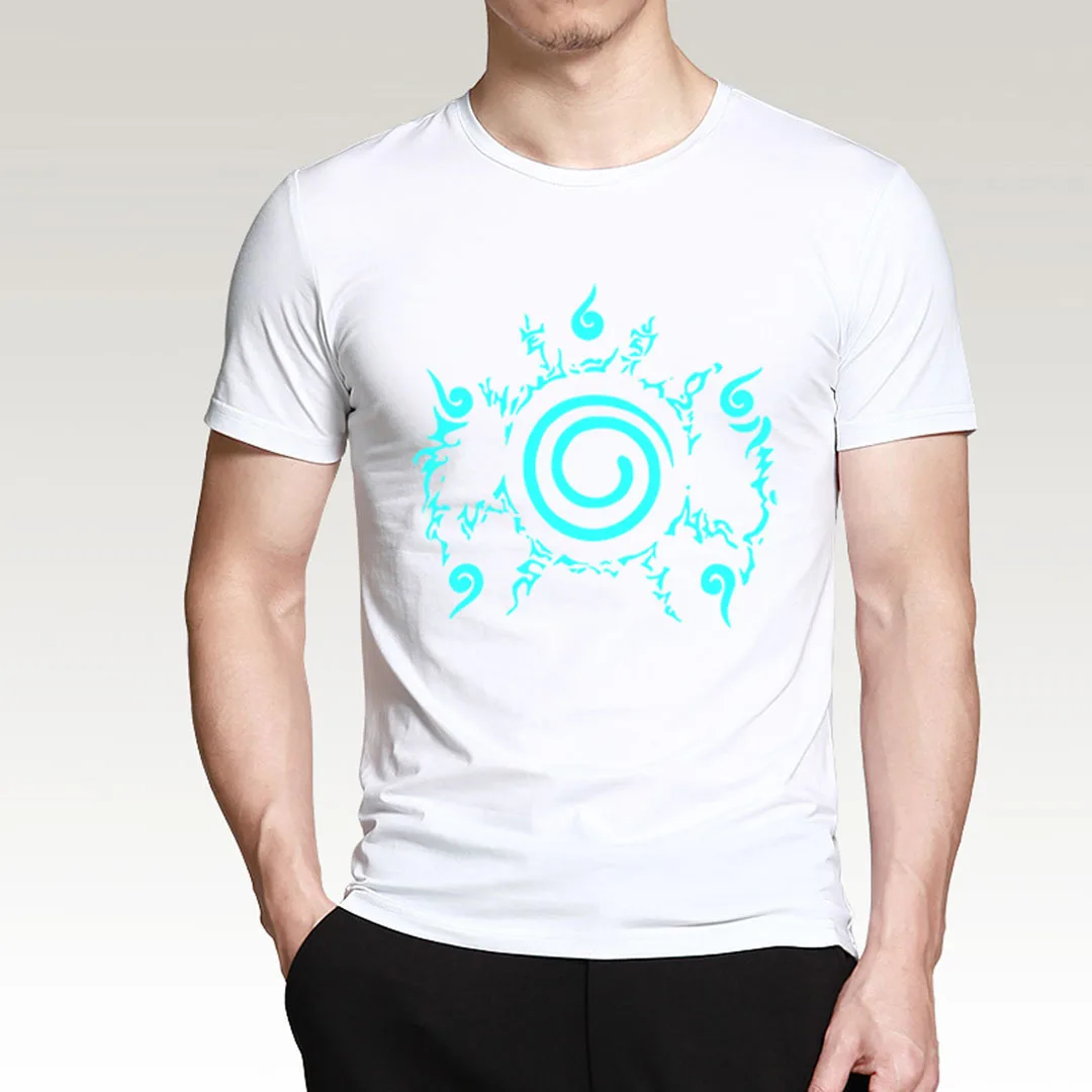 Прочный Шарм японского аниме Наруто ночник для взрослых футболки с круглым вырезом мужские спортивные футболки для взрослых - Цвет: white