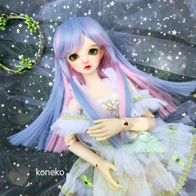 Allaosify BJD куклы парик 1/3 1/4 гигант детские длинные прямые волосы эльф ветра ice blue смешанный цвет