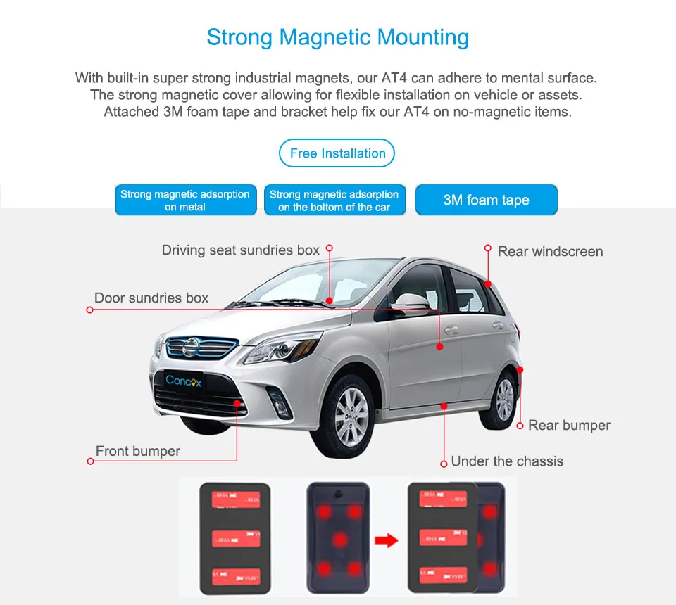 Concox AT4 трекер с активами водонепроницаемый IPX5 автомобильный Магнитный gps трекер с 10000 мАч перезаряжаемый аккумулятор 30 дней до 2,5 лет рабочее время