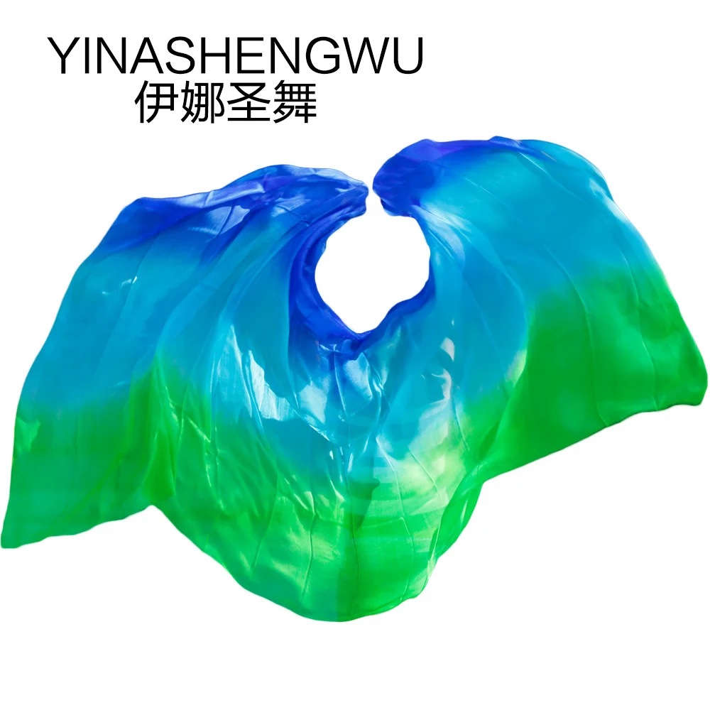 

Newest Pure Silk Belly Dance Veils Belly Dance Scarf Silk Veils Practice Stage Performance royal blue+turquoise+green