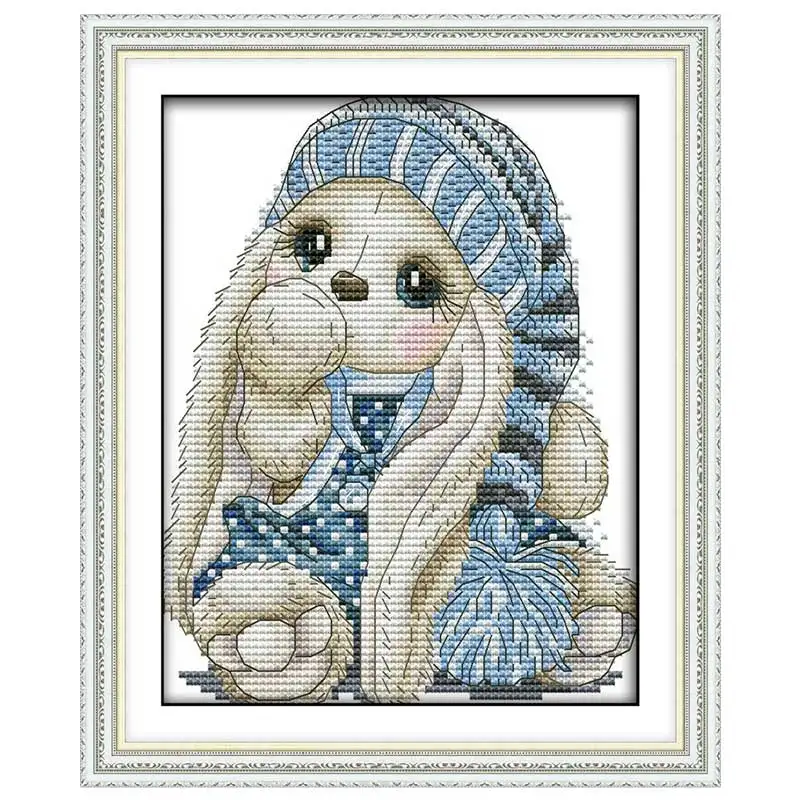 Набор для вышивания крестиком в виде маленького кролика, 11CT, 14CT,, Набор для вышивания крестиком из мультфильма "сделай сам", Набор для вышивания, рукоделие - Цвет: The mini rabbit