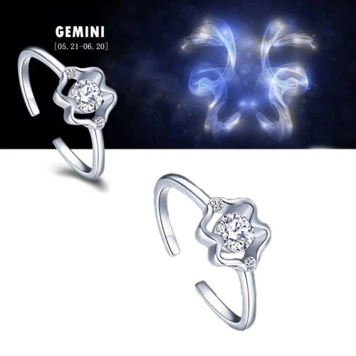 Best Quality Zodiac Star Signs 12 Constellations Shaped Adjustable Opening Silver Plated Ring 5UEZ 6SSD - Image 4