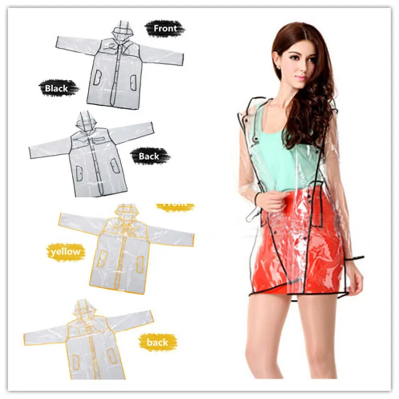 Fashion Transparent Raincoat Women Kids Men Eva Raincoats Outdoor Travel Waterproof Rain Coat