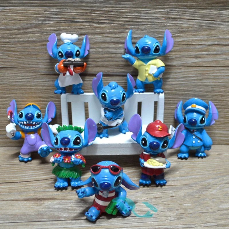 

24piece/lot 5-7cm Lilo&Stitch Action Figure Posture Anime Decoration chef stitch Collection Figurine Toy