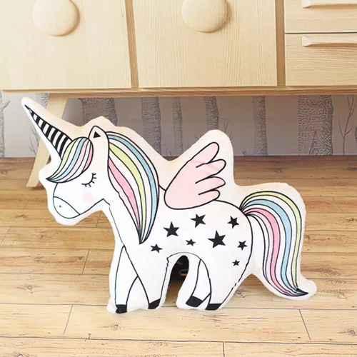 1 шт. Kawaii единорог, кошка, морской конь, плюшевая подушка, мягкая кукла в форме животного, украшение для детской спальни, рождественский подарок - Цвет: unicorn