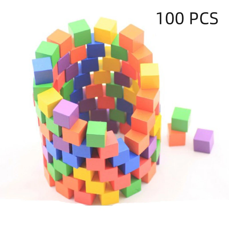 

100PCS/Set Wooden Blocks Solid Wood Cube Early Educational Toys DIY Woodwork Craft Puzzle Designer Interactive STEM Toys For Kid