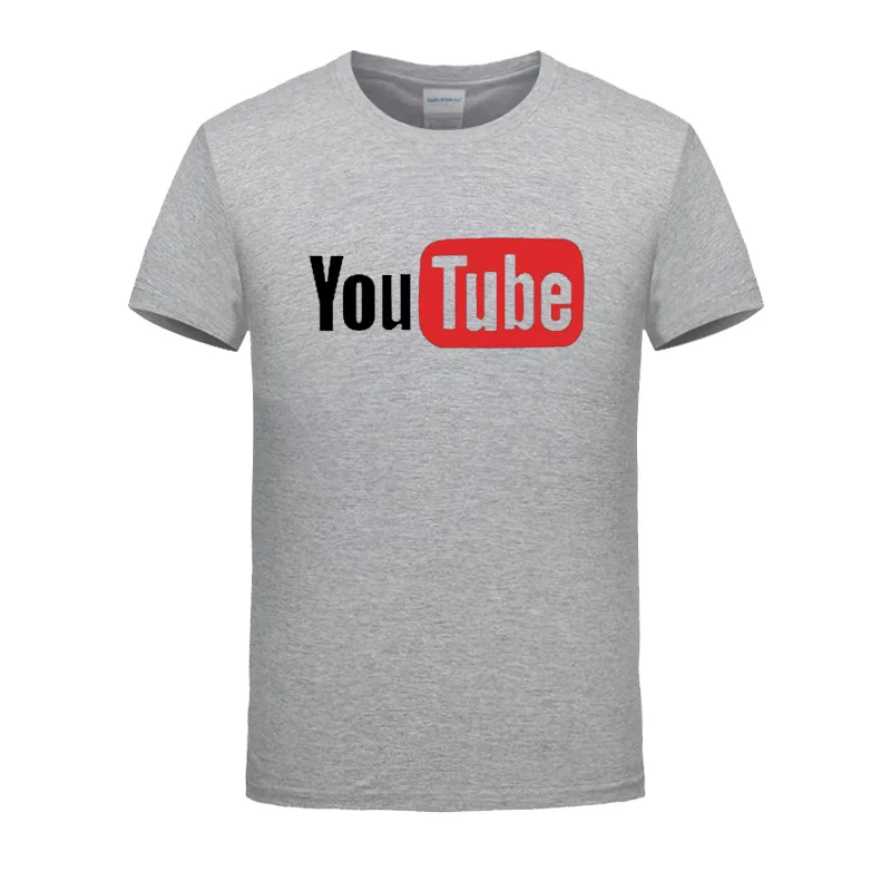 Летние мужские футболки с принтом логотипа YouTube хлопковые свободные модные