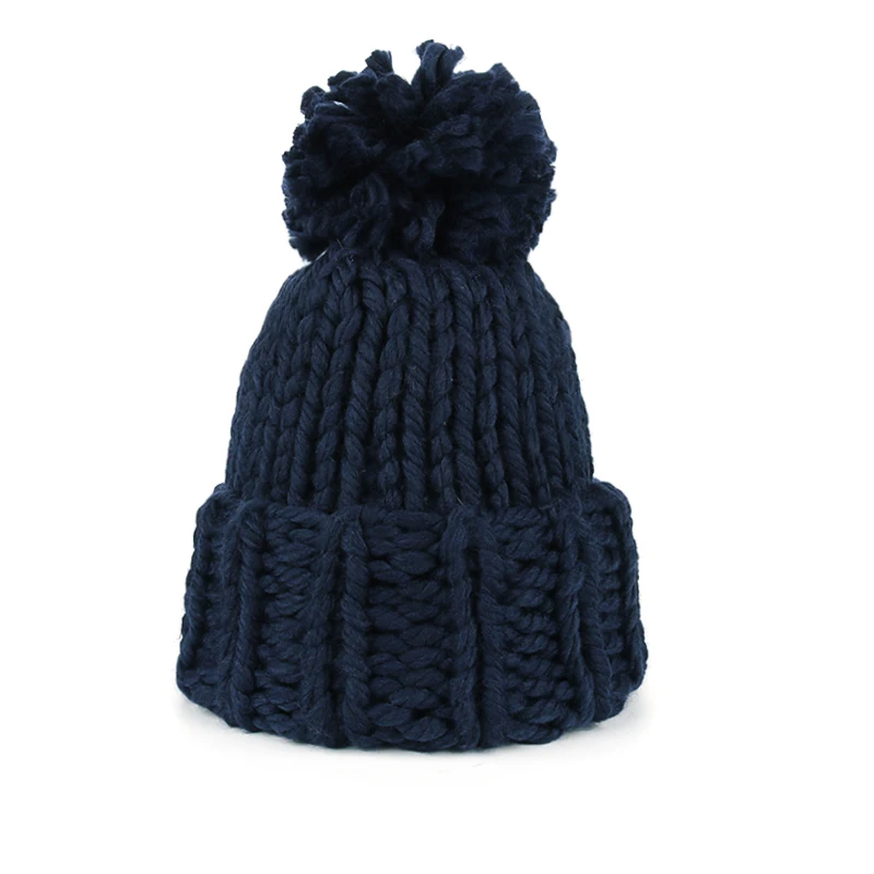 Joymay брендовые новые зимние шапки теплая шапка унисекс теплая мягкая вязаная шапка с черепом шапки грубые для мужчин и женщин вязаные шапочки W249 - Цвет: Navy