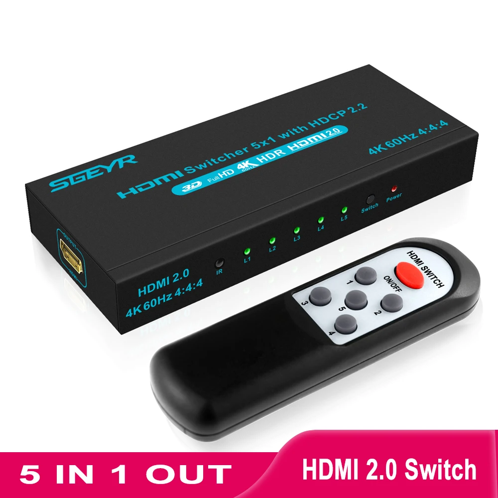 5x1 HDMI Splitter 5 Port Hub Box Auto Switch 5 In 1 Out HDMI Switcher 2.0 4K With Remote Control for HDTV XBOX 360 PS3 Projector 5x1 HDMI Splitter 5 Port Hub Box Auto Switch 5 In 1 Out HDMI Switcher 2.0 4K With Remote Control for HDTV XBOX 360 PS3 Projector