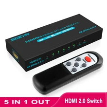 5x1 HDMI Splitter 5 Port Hub Box Auto Switch 5 In 1 Out HDMI Switcher 2.0 4K With Remote Control for HDTV XBOX 360 PS3 Projector