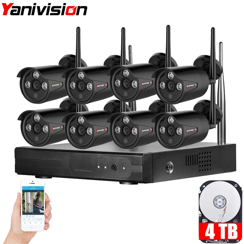Камера видеонаблюдения беспроводная 8 каналов NVR 720P HD H.264 IP66 водонепроницаемая Wi Fi