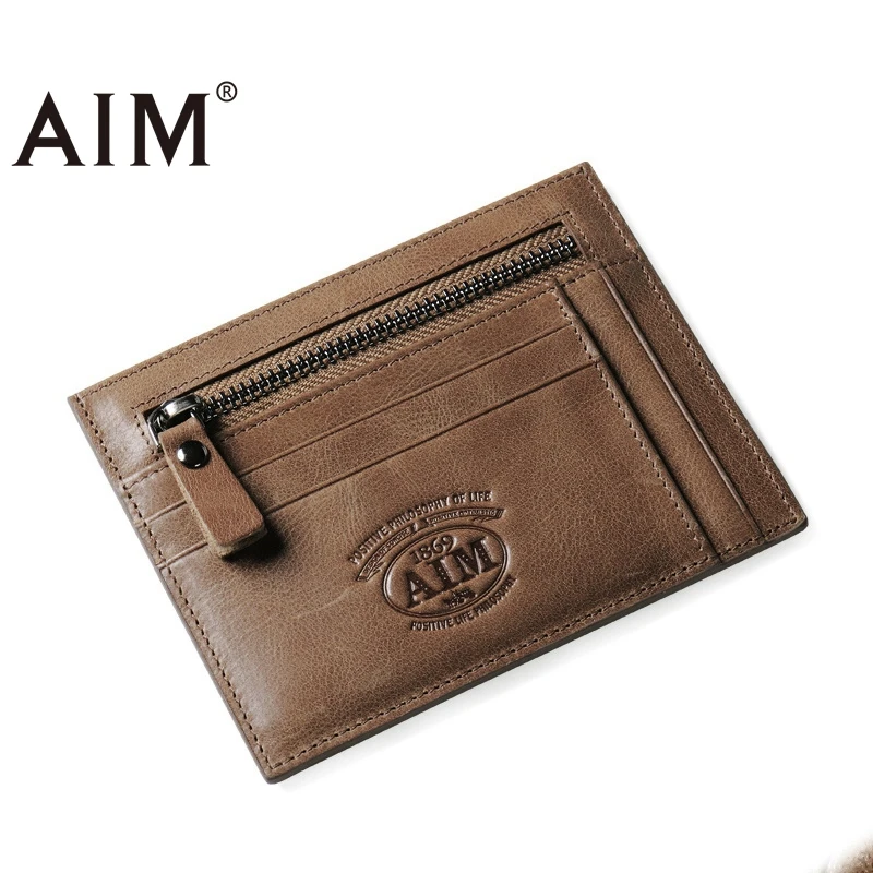 

AIM Genuine Leather ID/Credit Card Holder Bifold Front Pocket Wallet Credit Card Holder Card Case Organizer Mini Men Wallets