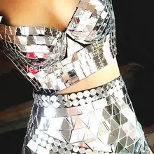 Роскошный зеркальный костюм для певицы, костюм для борцовки, боди, комплекты одежды, светоотражающий трико-бюстгальтер, высокая талия, шорты