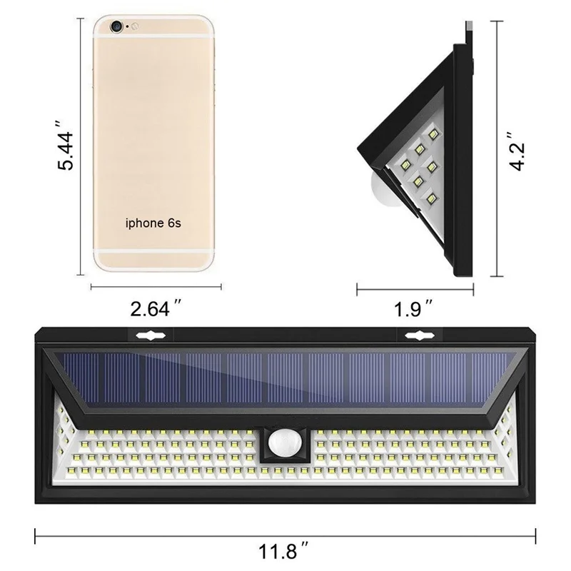 Солнечный свет 118 LED PIR датчик движения огни Открытый водонепроницаемый сада