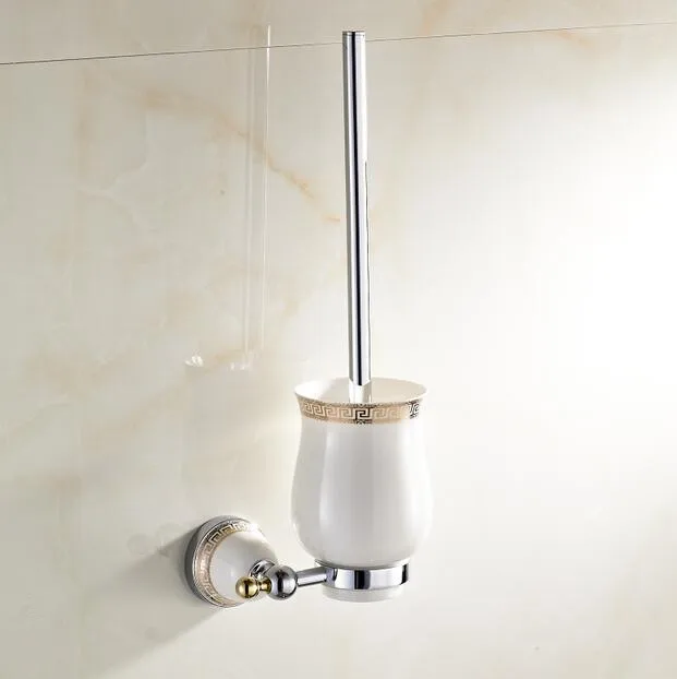 Роскошный хромированный держатель для туалетной щетки с керамической чашкой/Товары для дома Декор для ванной Аксессуары для ванной комнаты