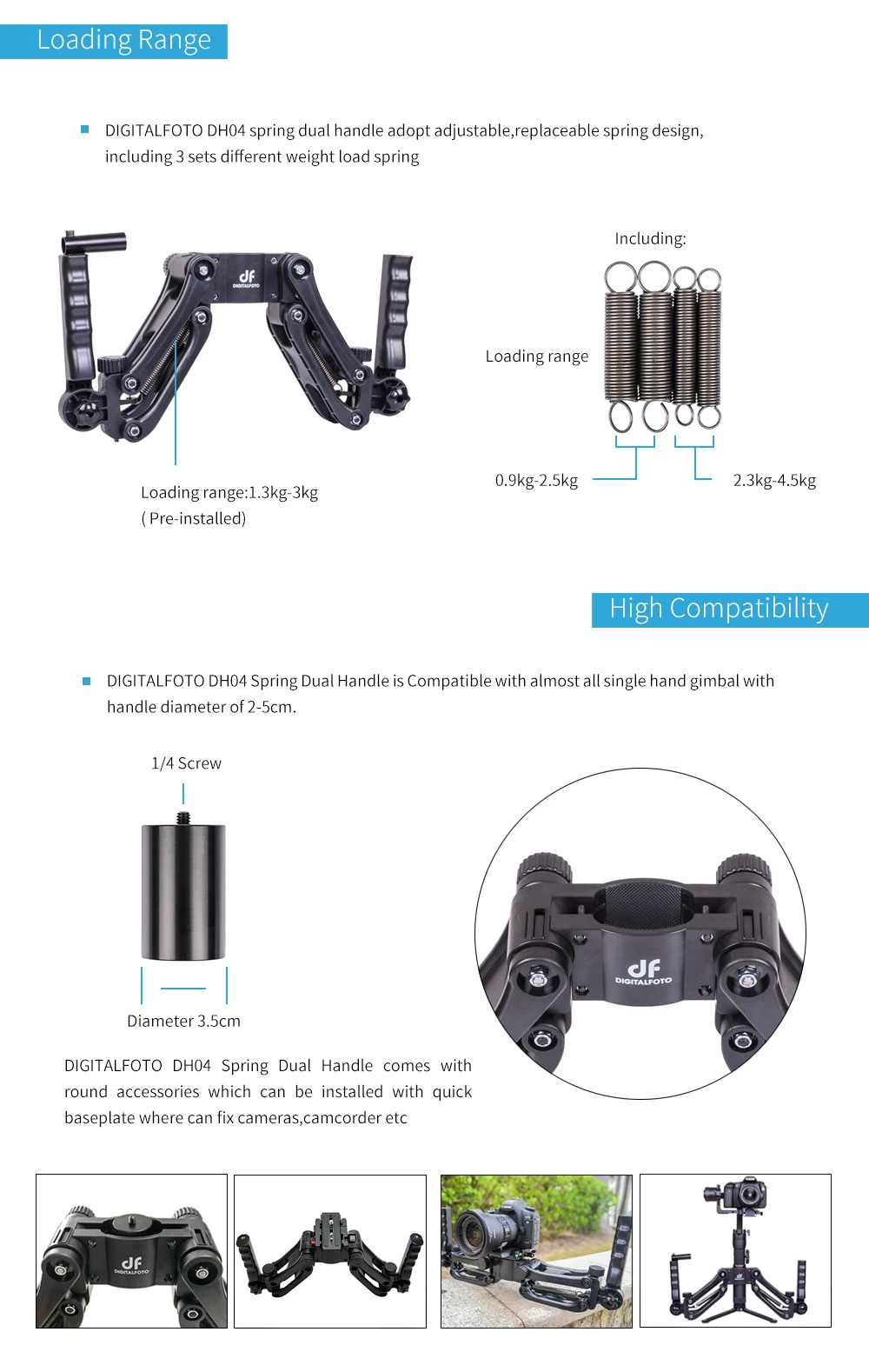 DH04 стабилизатор 3 оси Gimbal весна двойная ручка для RONIN S Zhiyun гладкой 4 крана 2 крана плюс