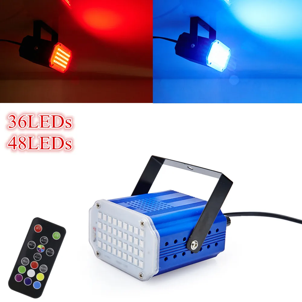 

32W Sound Control Laser Lights 36 48 LEDs Stroboscopic DJ Strobe Ligh Music Show Stage Lighting Effect With Remote Controller