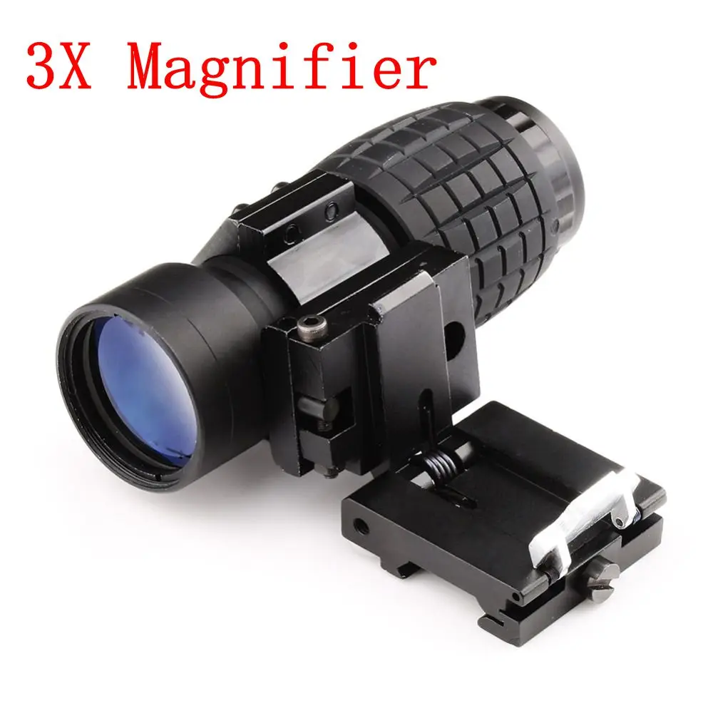 

3X Magnifier Scope Compact Tactical Sight with Flip to 20mm Rifle Gun Rail Mount Airsoft Hunting Shooting Weapons Hunting Optic