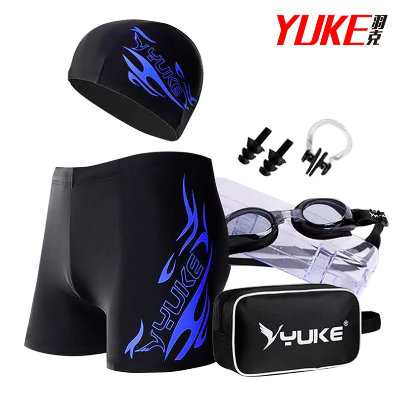 

Yuke Men Swim Trunk Suit Large Size Quick-drying Swimming Shorts Goggles Swim Caps Set Retail and Wholesale N0325