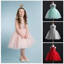 2016 New Children Princess Baby Girls Clothing Dress Sequins Tulle Flower Party Ball Gown Formal Wedding